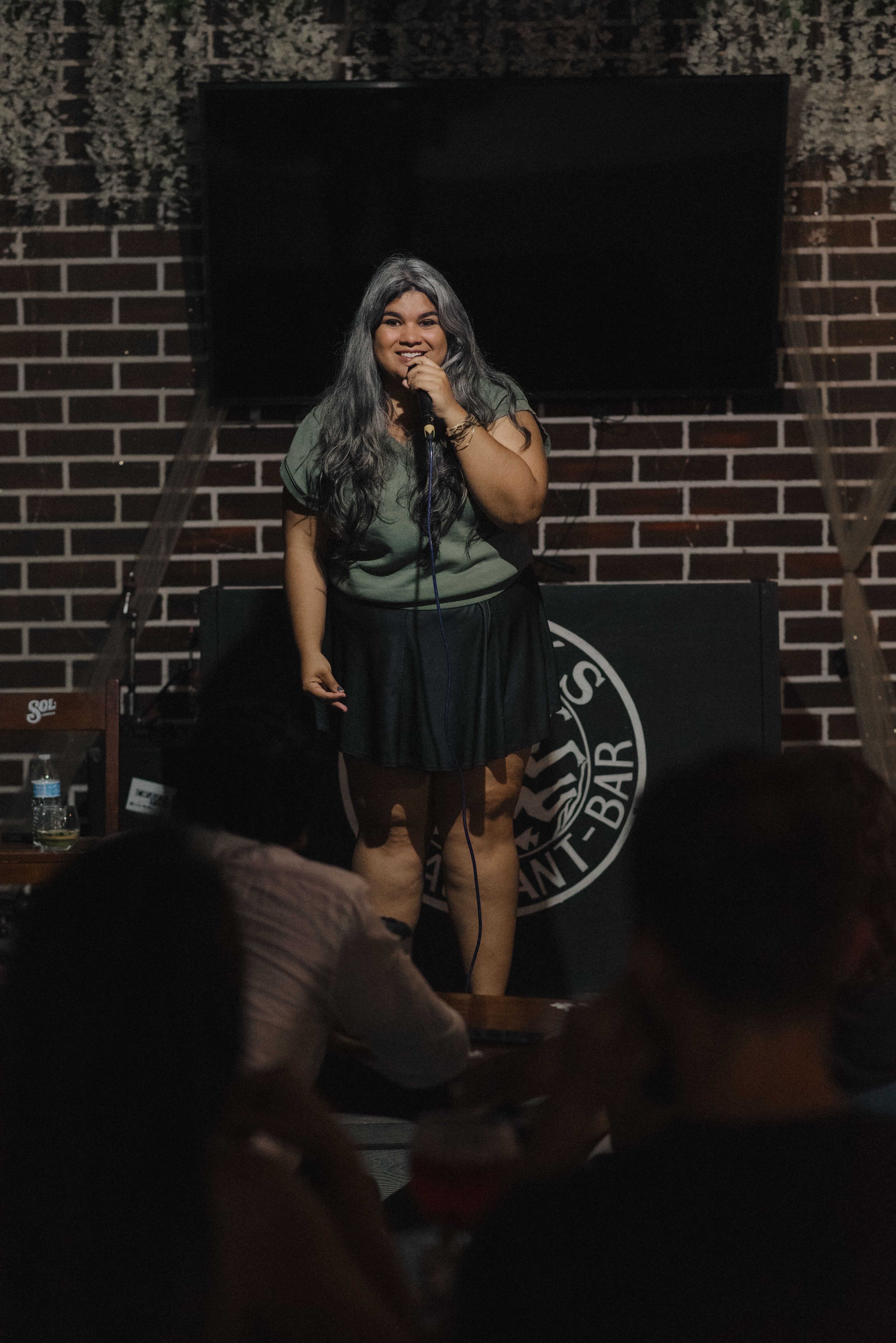 Fernanda Gutierrez at a comedy show